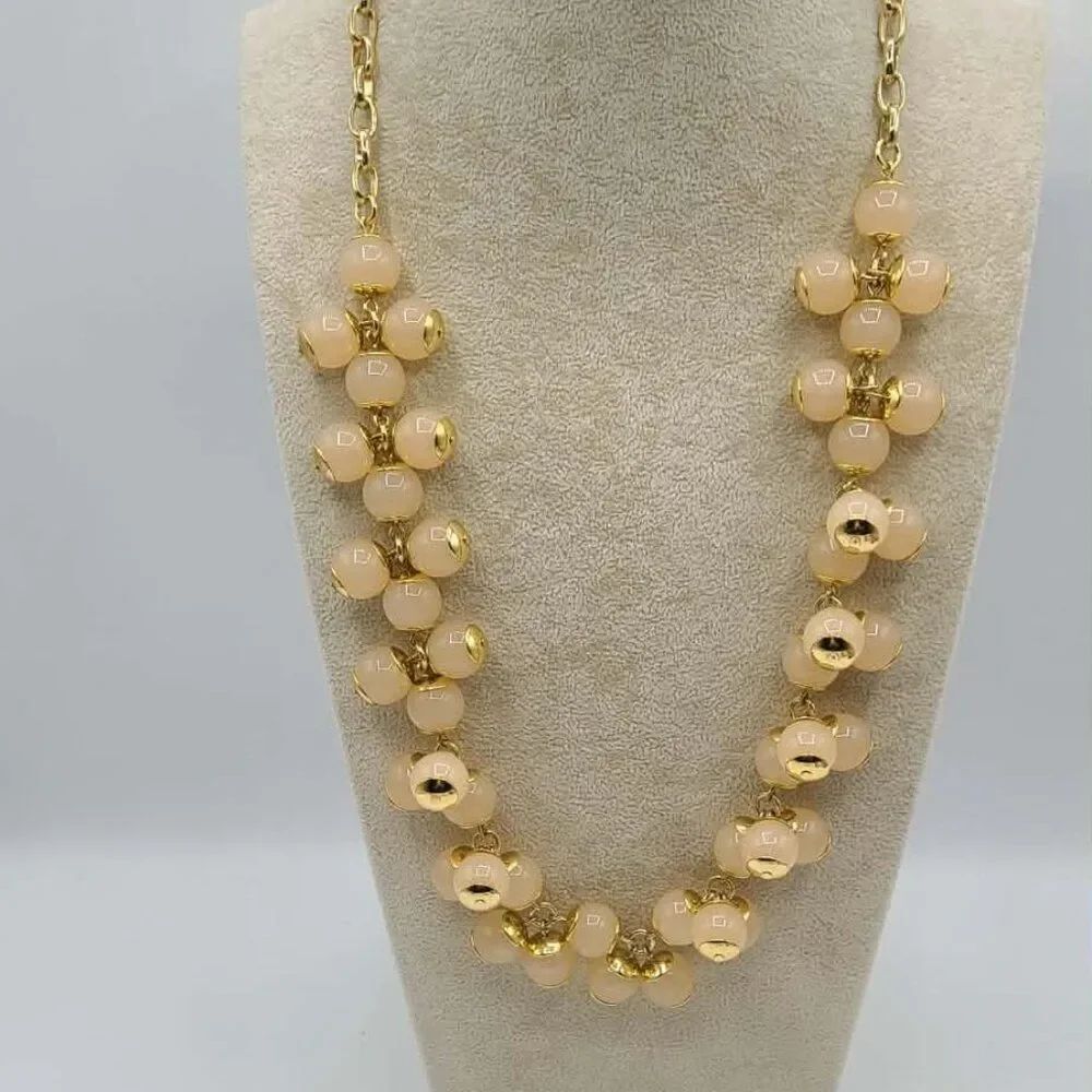 J Crew Peach Gold Tone Bubble Necklace NWOT!